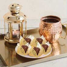25pcs/10pcs Laser Cut Chocolate Paper Lace Boxes, Suitable For Eid Mubarak, Wedding, Party, Ramadan Festival, Arab Festivals, Islamic Festivals - Multicolor - View 2