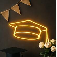 Capelo Chapéu Neon LED para Formatura e Festas Universitárias - Amarelo - Visão 3