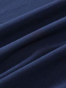 Women's Plain T-Shirt, No Print, Cotton Blouse, Casual, Cute, Premium Knit, Short Sleeve, Round Neck Shirt - 藏蓝色 - 查看 4
