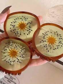 1pc Women Elegant Acrylic Fruit Lemon Watermelon Kiwi Hair Claw Clip, Large Size Non-Slip Fashion Hair Accessory, Suitable For Daily Use And As Gift, Hair Slide, Hair Barrettes