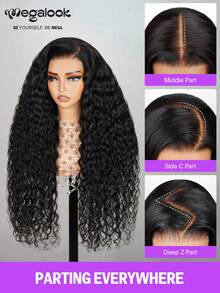 MEGALOOK Pre-Cut 6x5 Lace Water Wave Wig 100% Human Hair - Pre Bleached & Pre Plucked Natural Hairline Glueless Wig 180% Density 18-30 Inch Long Wig Natural Black Color No Glue Needed Curly Wig - Beginner Friendly Natural Looking Durable & Long-Lasting Lightweight Cap All-Day - SNatural - View 7
