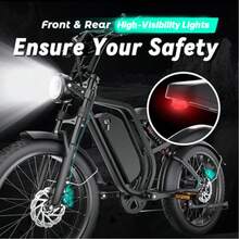 Electric Bike For Adults, 750W Motor 50KMH, 48V 16Ah Battery, 20" Fat Tire Full Suspension Mountain Bicycle, 7 Speed Ebikes - màu đen - Xem 9
