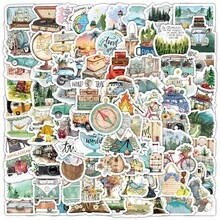 Outdoor Travel Stickers Waterproof Removable Scooter Guitar Phone Decorative Decals Manufacturer - Outdoor Travel 100pcs - View 1