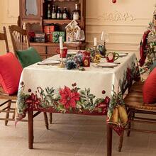 - Mantel rectangular jacquard de Navidad con campana de flores rojas, polister con flor de nochebuena y estampado floral vintage para decoracin de fiestas de Navidad y das festivos 152, 4 - Cuadros verde salvia + 139,7 x 139,7 cm (cuadrado) - Ver 8