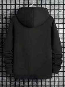 Men's Heavyweight Hoodie - Black Pullover Sweatshirt With Los Angeles Graphic Print, Relaxed Fit Big & Tall Sizes, All-Season Casual Streetwear For Everyday & Special Occasions, Urban Fashion, Bold Print Design, Quality Stitching, Hooded Sweater, Street Style Lovers, PLUS SIZE - màu đen - Xem 4