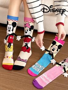 Disney 6/3双正品袜子，礼品袜，经典卡通动画袜子，新颖有趣的设计，舒适透气，男女时尚袜子，情侣款，中性款，迪士尼袜子 - 彩色 - 查看 4