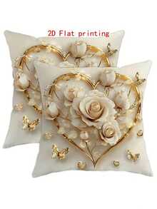 1/2/4 件粉色温暖舒适圣诞枕套，17.7 英寸 X 17.7 英寸，美观实用的拉链装饰套，适用于家庭沙发和卧室 - 彩色 - 查看 12