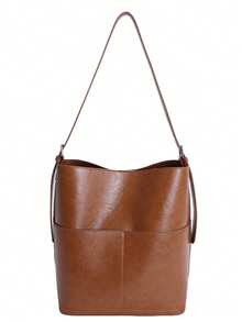 女士大容量休闲通勤时尚斜挎包 - 棕色 - 查看 7