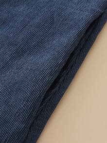 大码女式复古灯芯绒翻领宽松单排扣长袖连衣裙开衫，冬季服装，女士冬季外套