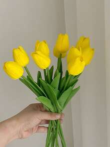 1 szt./2 szt. Sztuczne kwiaty tulipanów w kolorze żółtym, realistyczne, idealne do wiosennej dekoracji domu, nowoczesnego pokoju w stylu nordyckim, biurka, prezentu na walentynki, dekoracji wielkanocnej, centralnego elementu weselnego, prezentu urodzinowego, dekoracji domu, salonu/sypialni, sztucznych roślin, pokoju, biurka, dekoracji ogrodu, dekoracji pokoju, walentynek, prezentów urodzinowych i ukończenia szkoły - Żółty - Zobacz 4
