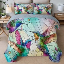 3 Pieces Full/Queen/King Size Quilt Set, Machine Washable, Lightweight Bedding Coverlet, Brushed Microfiber Quilt Cover, Warm Quilted Blanket Bedding Sets With Pillow Shams, Modern Style Thin Comforter, 2 Pieces Twin Quilt Set - 青碧色 - 查看 2