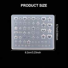 1个3D美甲硅胶打印模具，美甲工具，多功能美甲硅胶模具，五角星、心形和星形图案设计，适合日常美甲趣味图案装饰，打造精致美甲，理想礼物 - 彩色 - 查看 10