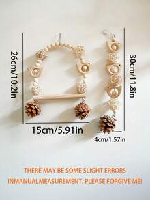 1pc Parrot Wooden Swing Hanging Toy, Parrot Swing Chew Toy, Suitable For Small Birds And Parrots