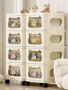 3/4/5 Tier Toy Storage Organizer For Kids - Large Capacity Toy Storage Cabinet With Drawers & Wheels, Boys Girls Toy Shelf Bookshelf With Storage For Nursery, Playroom, Bedroom (Beige) - Beige - View 10