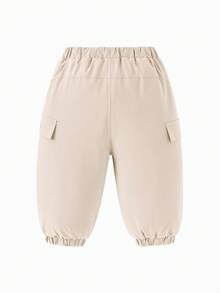 mini bala Pantalones cargo para niña con forro térmico, suaves y cálidos, nueva colección 2025 - caqui claro - Ver 5