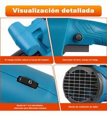 Sopladora Aire Inalambrica Eléctrica Portátil 2 4.0batería - Azul - Ver 7