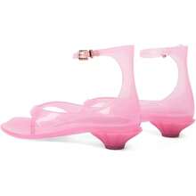 Agodor Jelly Thong Heeled Sandals For Women,Clear Flip Flop Low Kitten Heels For Women Square Open Toe Strappy Summer Casual Beach Adjustable Buckle Dress SandalsChristmas - Hồng - Xem 8