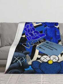 Kawss Merch Kawaii Kaw Blanket For Men Women Warm Cozy Fluffy Throw Blankets For Bed - màu đen - Xem 3