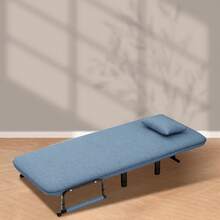 La silla cama convertible 3 en 1 puede ser utilizada en todas las cuatro estaciones, con un respaldo ajustable en cinco posiciones y soporte lumbar, junto con cuatro patas metálicas ocultas. Es adecuada como sofá cama plegable para salas de estar y oficinas en casa. - Azul - Ver 3