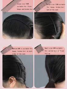 4/10 pièces Pinces à cheveux en métal simples pour femmes - couleur unie, design ondulé, convient pour les franges et les coiffures ébouriffées, pinces à cheveux rectangulaires antidérapantes, outils de coiffure, accessoires de beauté pour cheveux - Noir - Voir 6