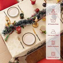 - Mantel rectangular jacquard de Navidad con campana de flores rojas, polister con flor de nochebuena y estampado floral vintage para decoracin de fiestas de Navidad y das festivos 152, 4 - Cuadros verde salvia + 139,7 x 139,7 cm (cuadrado) - Ver 7