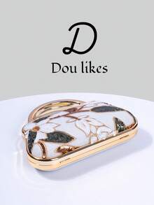 1 chiếc túi xách kim loại thiết kế tối giản với họa tiết hoa, dây đeo hoa thêu sequin, thích hợp cho các cô gái dự tiệc, cô dâu, người mới cưới và các quý cô công sở, dự tiệc, đám cưới. Đóng gói trong hộp nhỏ (họa tiết ngẫu nhiên), thích hợp cho công việc, đi công tác, đi chơi, đi làm. - Màu be - Xem 4