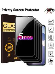5pcs Privacy Protection Full Screen Tempered Glass Protector Protect Compatible With Iphone Silk Screen Anti Peeping Full Screen Phone Protective Film Compatible With IPhone17/15/15Plus/15Pro/15Promax/16promax/14/14Pro/14ProMax/14Plus/13/13Pro/13ProMax/12/12Pro/12ProMax/11/11ProMax/11Pro/X/XS/XSMAX - Black - View 7