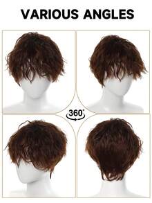 男士全头假发，羊毛卷发，自然，帅气，隐形，透气，短款全头假发