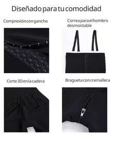 Faja Colombianas Moldeadoras para Mujer, Control de Abdomen, Pantalones de Soporte Abdominal Posparto Faja Moldeadora Femenina, con Cierre Ajustable de Corchetes para un Efecto Lifting de Glúteos y Detalles de Encaje, Una Opción Moderna para Las Mujeres, Adecuada Para El Entrenamiento Físico y El Uso Diario - Negro - Ver 9