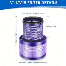 2pcs +1pc HEPA Filter For V11 V15 SV14 Cyclone Animal Absolute Total Clean Cordless Vacuum Cleaner Replacement - Purple - View 2