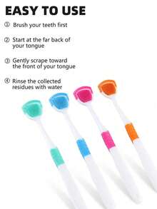 4/1pc Tongue Scraper Oral Hygiene Tool Instant Fresh Breath Deep Tongue Cleaning Reusable Oral Cleaning Brush Solve The Problem Of White Tongue Travel Tongue Scraper Daily Oral Care Kit - Multicolor - View 5