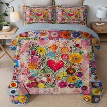 3 Pieces Full/Queen/King Size Quilt Set, Machine Washable, Lightweight Bedding Coverlet, Brushed Microfiber Quilt Cover, Warm Quilted Blanket Bedding Sets With Pillow Shams, Modern Style Thin Comforter, 2 Pieces Twin Quilt Set - 玫紅色 - 查看 2