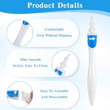 TYUI Earwax Removal Tools-Spiral Ear Wax Removal Kit Reusable  Ear Cleaner Kit With 16 Soft Flexible Silicone Replaceable Tips - như hình ảnh - Xem 3