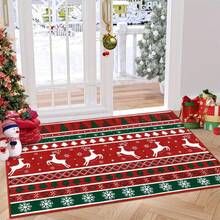 Christmas Area Rug 2x3 Winter Christmas Tree And Snowflake Area Rug For Entryway Christmas Door Mat Non-Slip Rug Washable Floor Cover For Living Room Bedroom - Multicolor - View 3