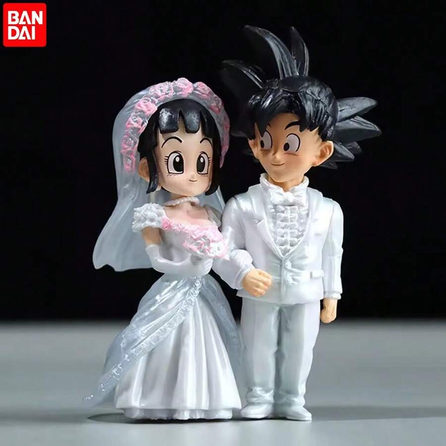 bandai 卡卡羅特與琪琪婚禮場景 Q 版 PVC 動漫角色收藏雕像模型裝飾禮品 | 完美萬聖節禮物－生日、週年紀念、畢業、返校、婚禮季節與節日禮物，適合粉絲、收藏家展示、動漫主題派對裝飾與 Cosplay 道具，收藏禮品，成人動漫收藏品