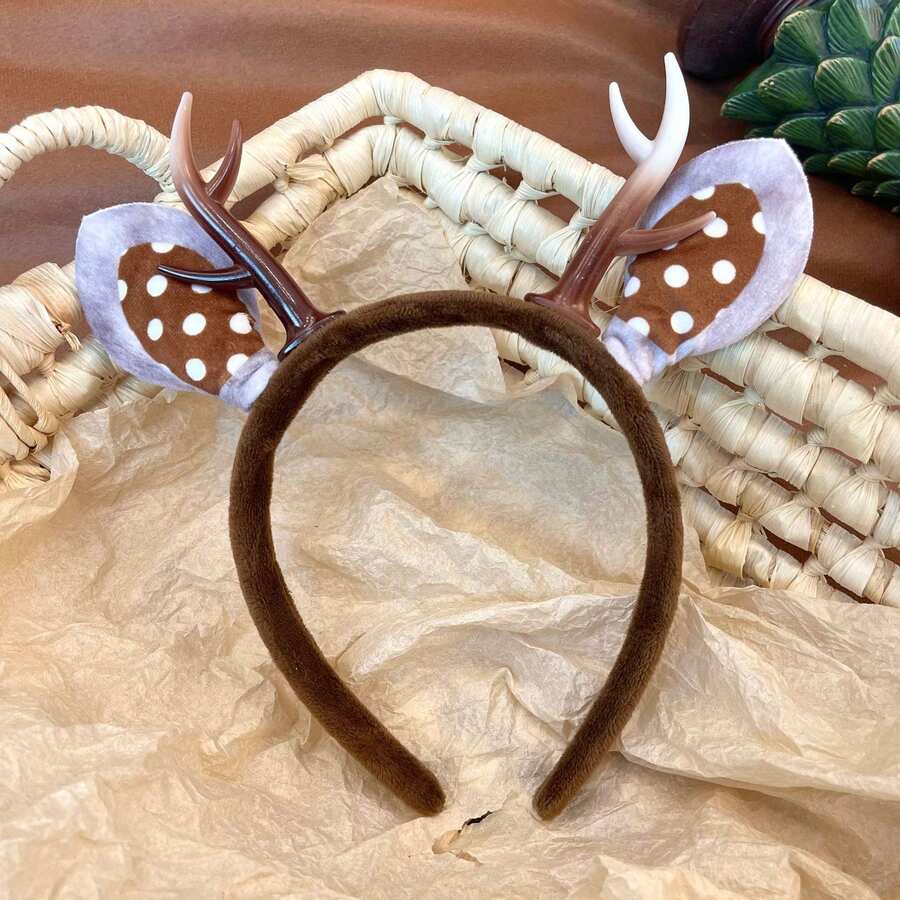 1pc Women's Christmas Antler Headband, Cute Deer Horn Hair Accessory, Sweet Christmas Mori Style, Hair Band, Hair Hoop ,Hairband For Women