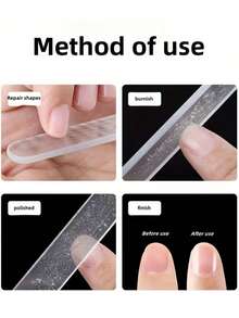 3PCS Nano Glass Nail File, Sanding Strip, Polishing And Brightening Nail Set, Double-Sided Crystal Nail Art Tool Wonder.Essential For Nail Salons - Clear - View 3