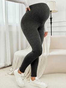 秋冬新款加大码孕妇裤，超高腰弹力紧身孕妇打底裤，可调节腰带，舒适柔软瑜伽运动裤，休闲日常孕妇装 - 彩色 - 查看 2