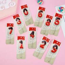 1pc Cute 0-9 Number Cake Candles, Available In Black, Red, White, Suitable For Birthday, Anniversary, Gender Reveal Party, Singles Party, Graduation Ceremony And Other Occasions Cake Decoration - Princess Theme, Multi-Purpose Celebration Candles, No Electricity Required, Birthday Candles, Birthday Decor, Happy Birthday, Room Decor - Black & Red & White - View 10