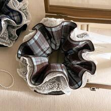 1个优雅蕾丝多层镂空花朵发圈，独特设计，用途广泛，适合日常佩戴，可作发圈、头饰、马尾辫发圈、美发家居饰品。 - 藍卡色 - 查看 3