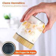 4 Pack Tarros de Vidrio con Tapa de Bamb Hermtica 16 Oz Botes para Alimentos Recipientes de Avena Frascos de Vidrio Recipientes de Cocina para Mermeladas, Especias, Tuerca y Dulces - 4 - Ver 3