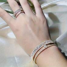 1 Set Double Circle Design Ring & Bracelet Set, Luxurious & Elegant, Suitable For Various Hand Sizes, Perfect For Dates And Parties - Multicolor - View 6