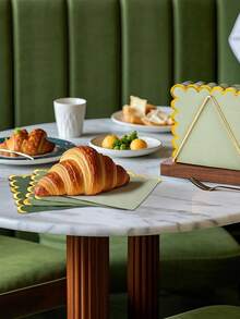 Green Cocktail Napkins With Gold Foil Scalloped Edges, 5 X 5 Inch Party Napkins Disposable Thick Paper For Wedding Dinner Birthday, Shower Dinner Lunch Supplies