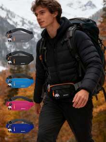 男女通用大号斜挎腰包，大号腰包/臀包，男女通用斜挎包/腰包，带3个拉链口袋、可调节肩带、小熊图案配件，适合户外运动、旅行、休闲跑步、徒步骑行等场合，解放双手，可装下所有手机，圣诞礼物 - 彩色 - 查看 2