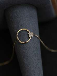 1PC 925 Sterling Silver Four-Leaf Clover Ring Bracelets Women's Cubic Zirconia Bracelet Retro Elegant Exquisite Jewelry Gift - Bracelet - View 6