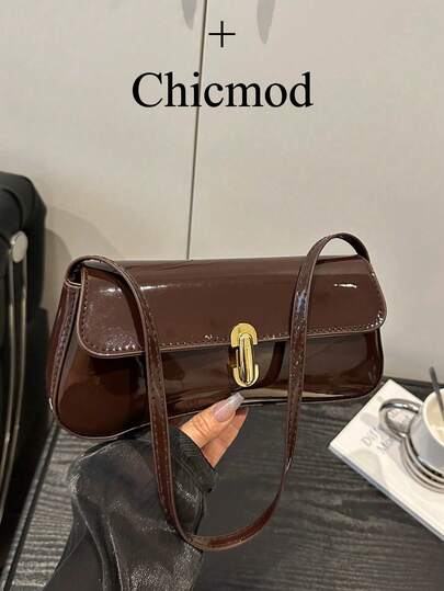 复古仿皮翻盖装饰腋下单肩包，女士适用，适合约会、外出、聚会，也可作钱包使用，尤其适合年轻女性、大学生、新婚夫妇、上班族。是办公室、学校、工作、商务、通勤、户外活动、旅行和野餐的理想之选。