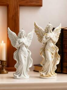 1个可爱天使翅膀硅胶模具 – 适用于DIY蜡烛/石膏/树脂/肥皂工艺品，情人节/母亲节/生日/春季创意礼物，适合家居装饰和蜡烛制作用品 - 白色 - 查看 8