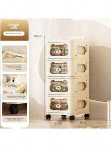 3/4/5 Tier Toy Storage Organizer For Kids - Large Capacity Toy Storage Cabinet With Drawers & Wheels, Boys Girls Toy Shelf Bookshelf With Storage For Nursery, Playroom, Bedroom (Beige) - Beige - View 14