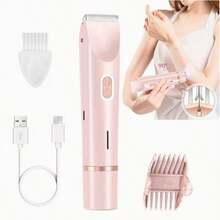 2 In 1 Rechargeable Bikini Trimmer, Women's Shaving Device Electric Razor,  IPX7 Waterproof,400mAh Lithium Battery, Dry And Wet, Men's And Women's Body Hair Remover, USB Rechargeable Lithium Battery, Multi-Purpose Facial Tools, Hair Trimmer, Valentine's Day Gifts For Girlfriends And Lovers - Pink - View 4