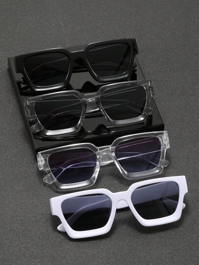4副男士方形圆形塑料经典现代简约百搭太阳镜，基础休闲风格，适合度假、户外休闲活动、旅行装饰。